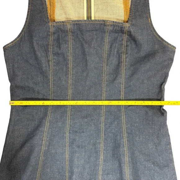 Abercrombie & Fitch Mila Dark Wash Denim Square Neck Mini Dress Size XL Tall - Picture 12 of 14